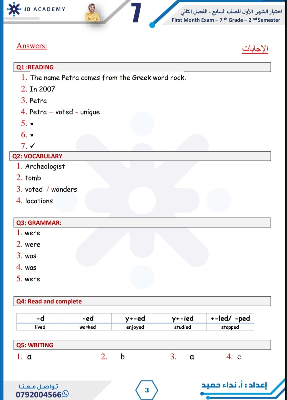 NDYwMTExMC43NDQ3 بالصور امتحان الشهر الاول مادة اللغة الانجليزية للصف السابع الفصل الثاني 2024 مع الاجابات